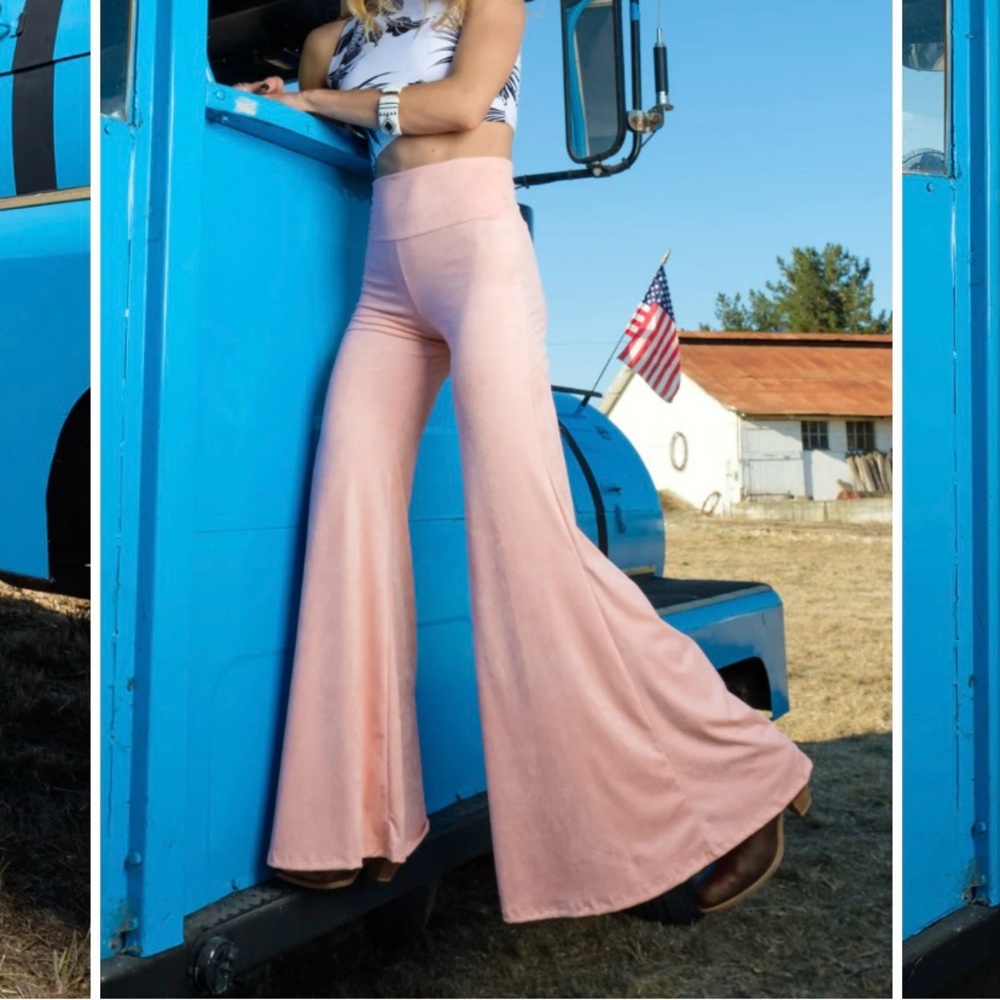 Warrior Within Designs Pink Suede Bell Bottoms